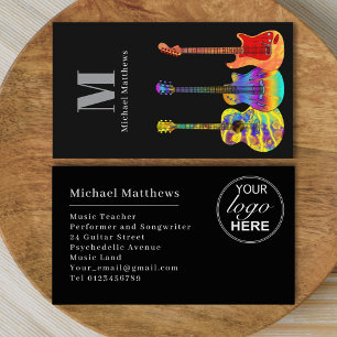Cartão De Visita Professor Moderno de Guitarra Logotipo Personaliza