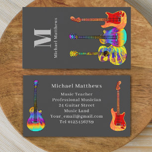 Cartão De Visita Professor Moderno de Guitarra Músico Profissional