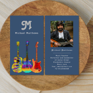 Cartão De Visita Professor Moderno de Guitarra Músico Profissional 