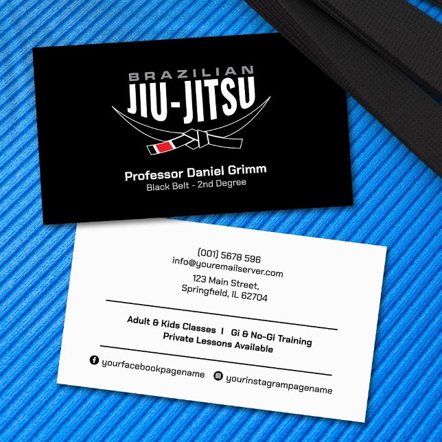 Cartão De Visita Professor moderno de Jiu-Jitsu brasileiro moderno  (Criador carregado)