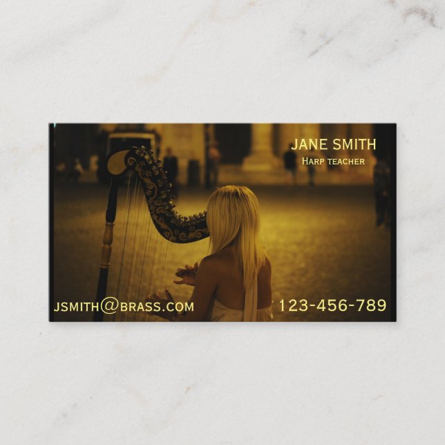 Cartão De Visita Professor ou tutor da harpa (Frente)