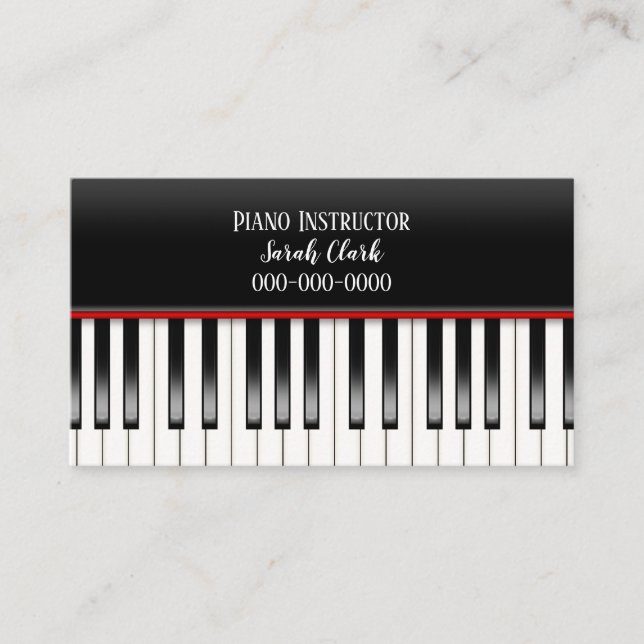 Cartão De Visita Professor Piano com teclado (Frente)