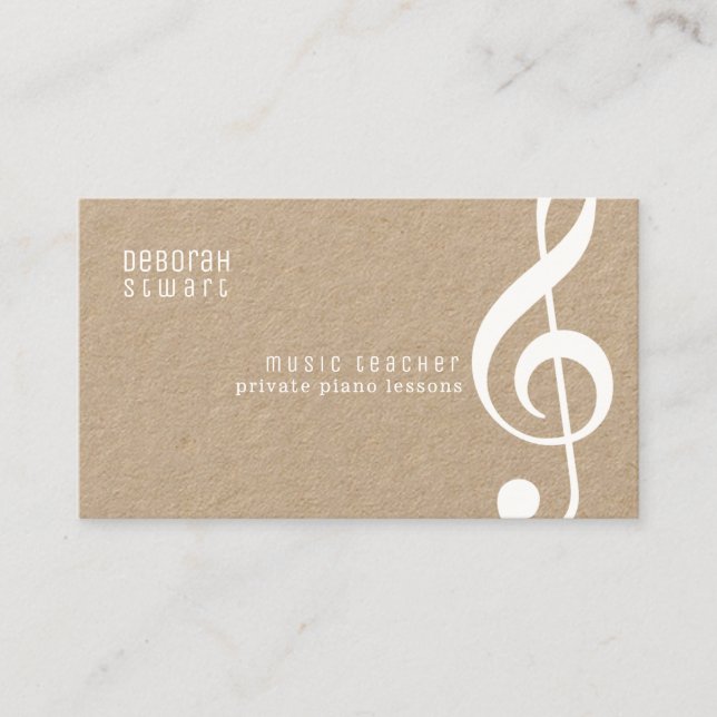 Cartão De Visita professor privado de música kraft russa (Frente)