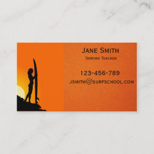 Cartão De Visita Professor surfando da escola do surf