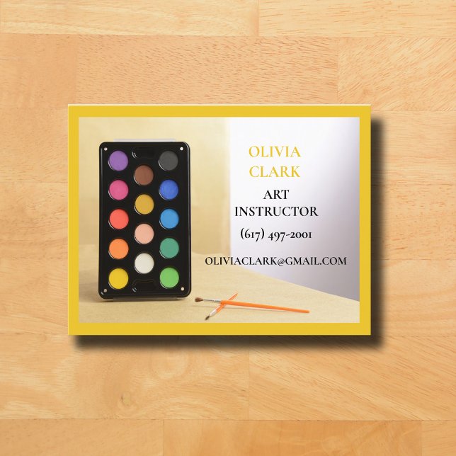 Cartão De Visita Professora de Arte Amarela Turma de Arte Educadora (Art Teacher Business Card Yellow )