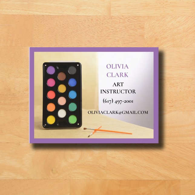 Cartão De Visita Professora de Arte Roxa Classe de Arte Educadora (Art Teacher Business Card in Purple )