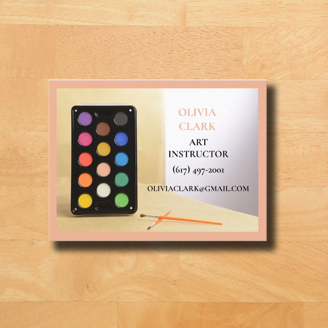 Cartão De Visita Professora de Arte Salmão Turística Classe de Arte (Art Teacher Business Card Salmon )