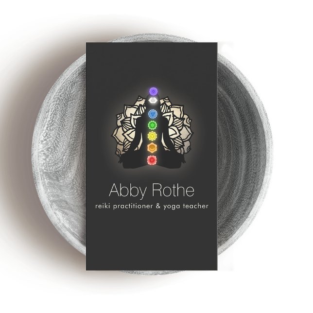 Cartão De Visita Professora de Meditação e profissional da Reiki (Criador carregado)