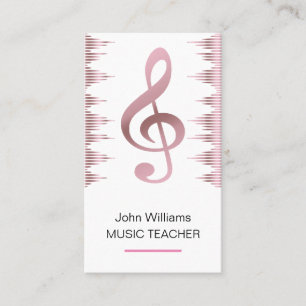 Cartão De Visita Professora de Música Rosa de Negócios Elegantes Do