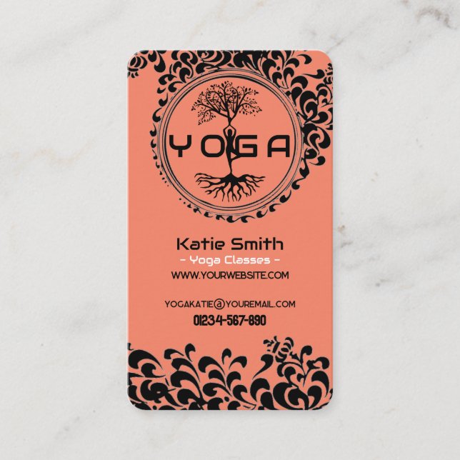Cartão De Visita Professores/Cartão de visita de Instrutores Yoga (Frente)
