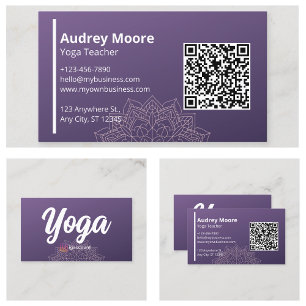 Cartão De Visita Professores de Yoga Mandala Roxo