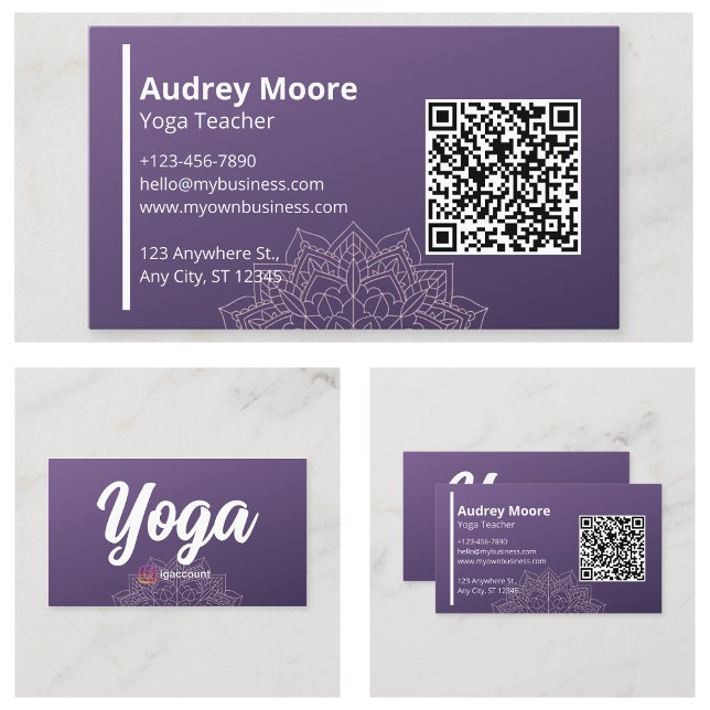 Cartão De Visita Professores de Yoga Mandala Roxo (Yoga Teachers Mandala Purple Business Card
)