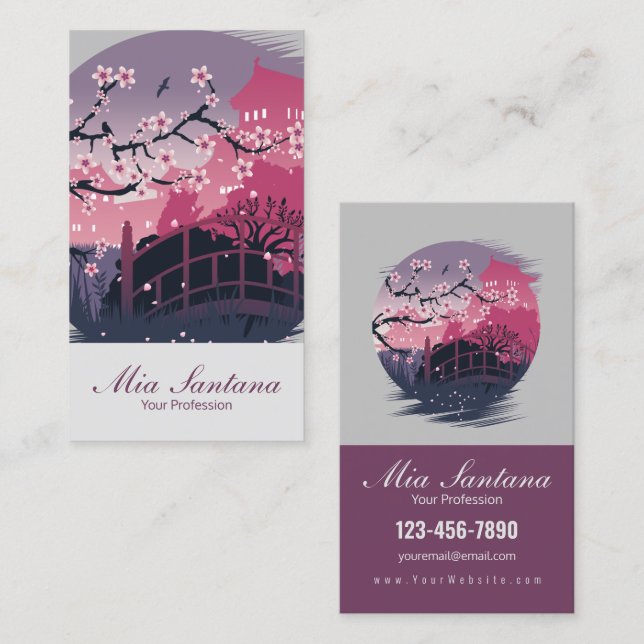 Cartão De Visita Profissão de Flor Escuro (Frente/Verso)