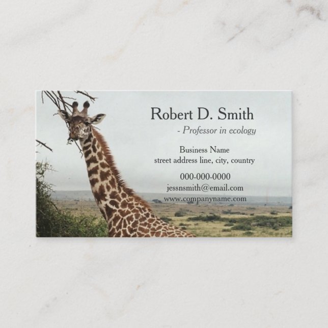 Cartão De Visita Profissional africano de ciências da girafa selvag (Frente)