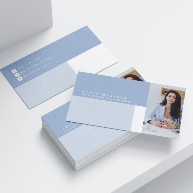Cartão de visita profissional Azul Moderno Dusty (Make an impact with these professional business cards, showcasing your brand and credibility.)