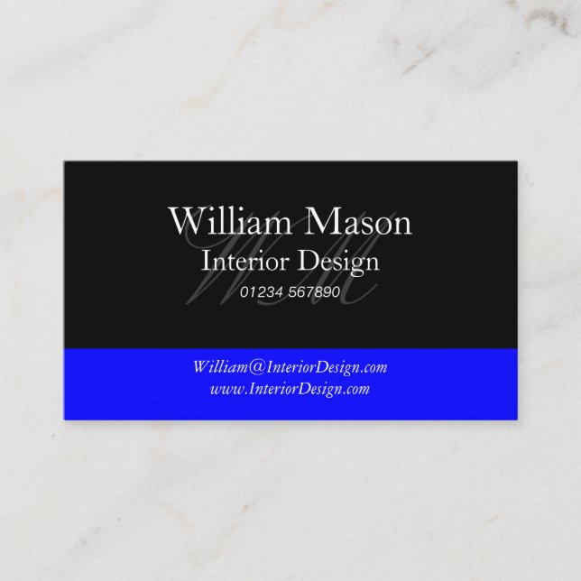 Cartão de visita profissional azul preto e escuro (Frente)