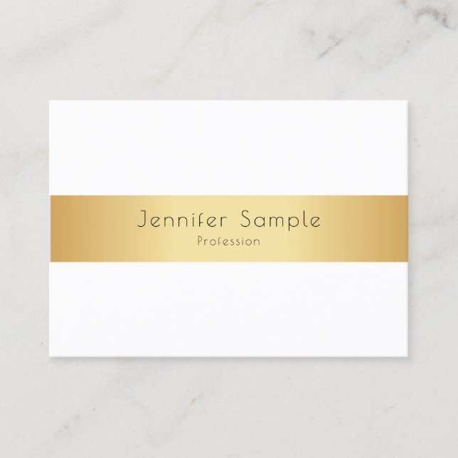 Cartão De Visita Profissional branco Dourado e elegante moderno (Frente)