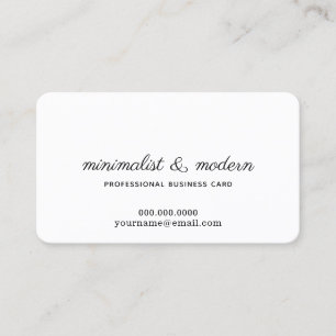 Cartão De Visita profissional branco minimalista, elegante e