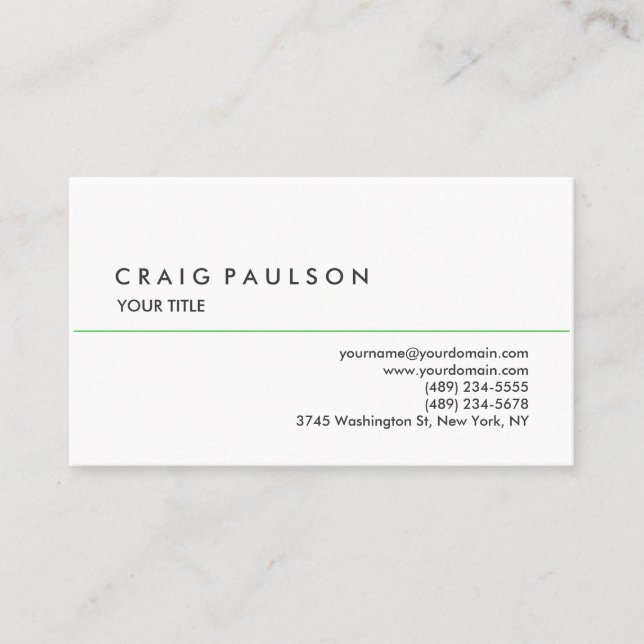 Cartão de visita profissional branco simples na mo (Frente)