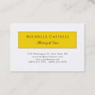 Cartão De Visita Profissional Clássico Simples Amarelo Branco Único