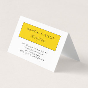 Cartão De Visita Profissional Clássico Simples Amarelo Branco Único