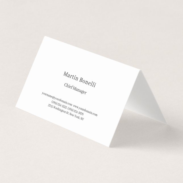 Cartão De Visita Profissional Clássico Simples Branco Único (Frente)
