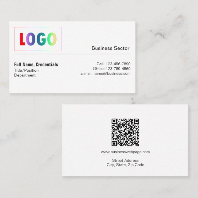 Cartão de Visita Profissional com Código QR e Logo (Frente/Verso)
