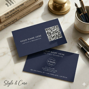 Cartão de visita profissional com código QR e logo