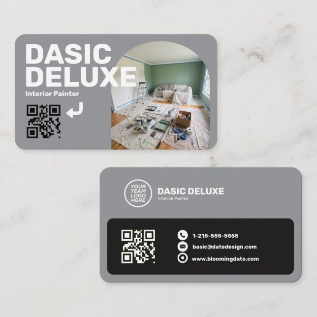 Cartão de visita profissional com logotipo e códig (Frente/Verso)