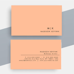 Cartão De Visita Profissional de beleza moderno e elegante Peach Fu