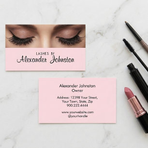 Cartão De Visita Profissional de Cílios Artista de Maquiagem Rosa M