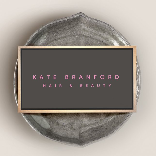 Cartão De Visita Profissional de Fronteira Dourada de Cinza de Taup (Criador carregado)