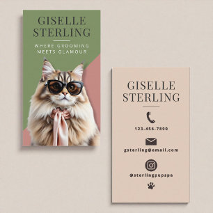 Cartão De Visita Profissional de Higiene de Gatos Felinos Modernos