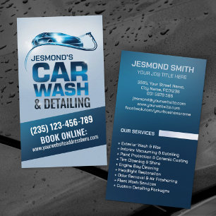 Cartão De Visita Profissional de Lavagem e Detalhes de Carro Elegan
