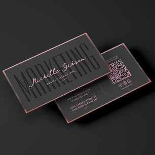 Cartão De Visita Profissional de Marketing de Beleza Estética Rosa