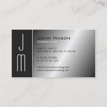 Cartão de visita profissional de monograma preto e