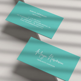 CARTÃO DE VISITA PROFISSIONAL DE NOME DE ASSINATURA AZUL TEAL SIMPL