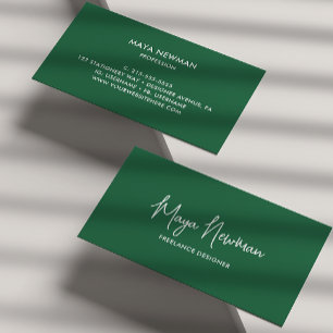 CARTÃO DE VISITA PROFISSIONAL DE NOME DE ASSINATURA VERDE ESCURA SI