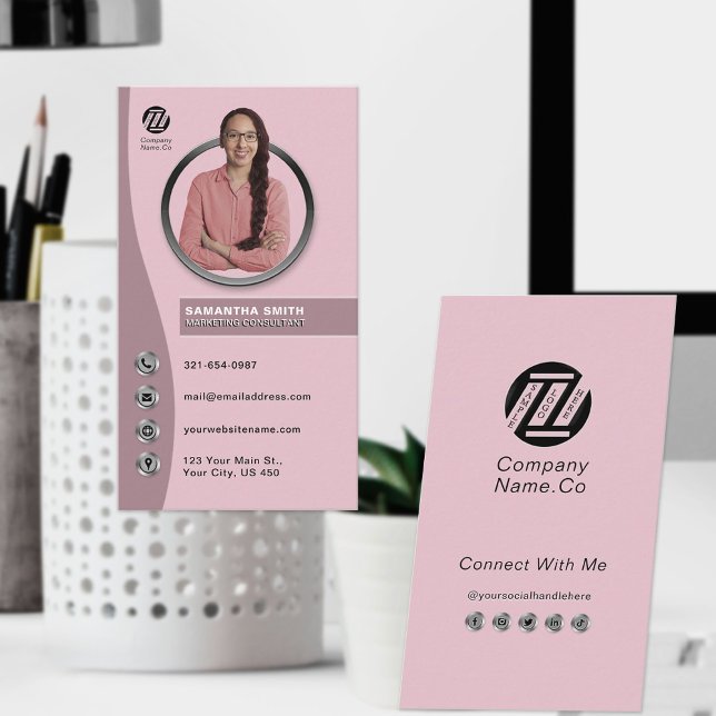 Cartão De Visita Profissional de Perfil de Fotografia Moderno do Fu (Professional Business Card w/ Cool Display Profile or Portrait Frame for Job Seeker / Employee. )