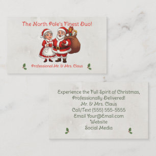 Cartão de Visita Profissional do Papai Noel e Mamã