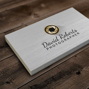 Cartão De Visita Profissional Dourado do logotipo do obturador de