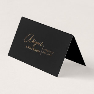 Cartão De Visita Profissional Dourado e negro moderno de luxo