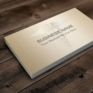 Cartão De Visita Profissional Dourado elegante do símbolo médico 
