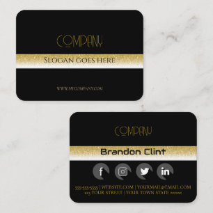 Cartão de visita profissional dourado preto elegan
