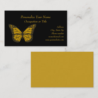 Cartão De Visita Profissional Elegante de Borboleta Monarca Dourada