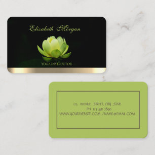 Cartão De Visita Profissional Elegante Lótus Verde, Yoga