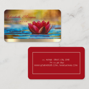 Cartão De Visita Profissional Elegante Lótus Vermelho, Yoga