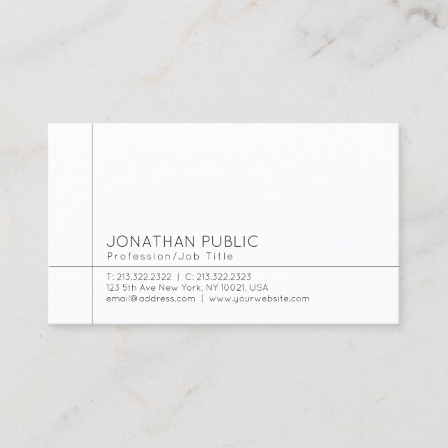 Cartão De Visita Profissional elegante Modelo minimalista moderno (Frente)