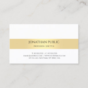 Cartão De Visita Profissional Elegante Moderno Minimalista Dourado
