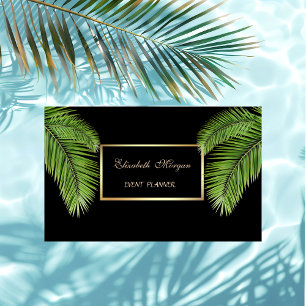 Cartão De Visita Profissional elegante, preto, quadro, palmeira
